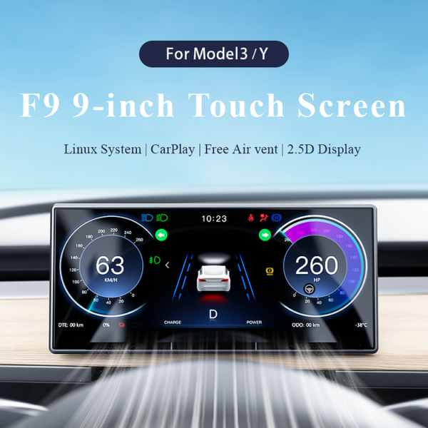 F9 Zaslon na dotik | nadzorna plošča | Model 3/Y Model Y Juniper / Model 3 Highland | 9-palčni Carplay/Android Auto - Image 2