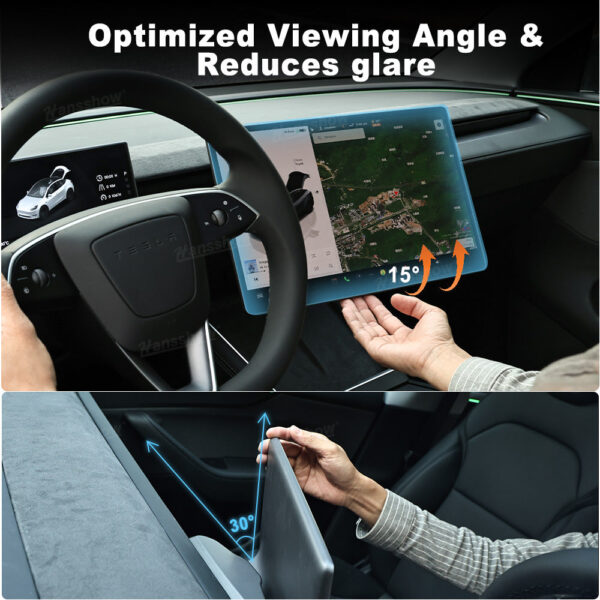 Vrtljiv Nosilec Zaslona za Tesla Model Y (Juniper 2025+) & Model 3 (Highland 2024+) | 30° Stransko / 15° Navpično - Image 2
