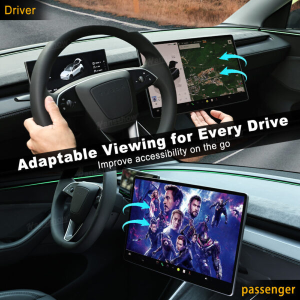 Vrtljiv Nosilec Zaslona za Tesla Model Y (Juniper 2025+) & Model 3 (Highland 2024+) | 30° Stransko / 15° Navpično - Image 5