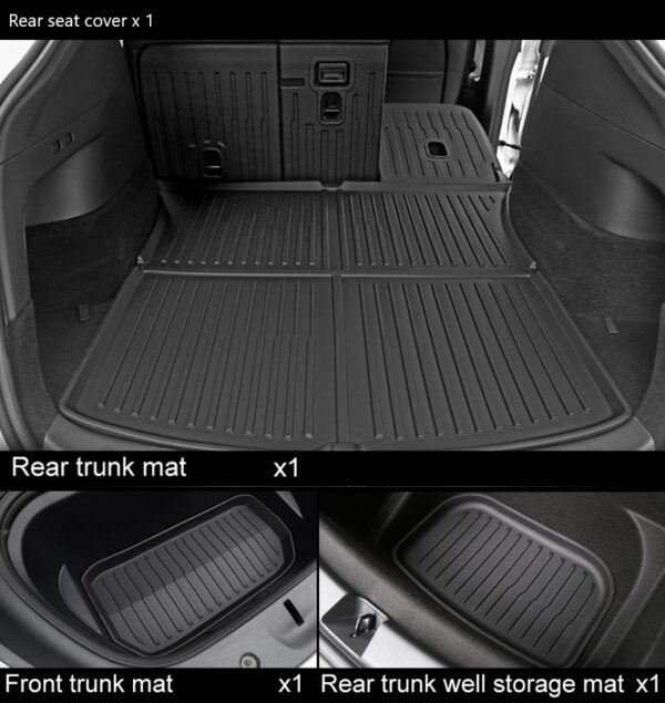 Zaščitne TPE podloge prtljažnik in frunk Tesla Model Y Juniper 2025 | komplet s stranicami zadnjih sedežev - slika 3