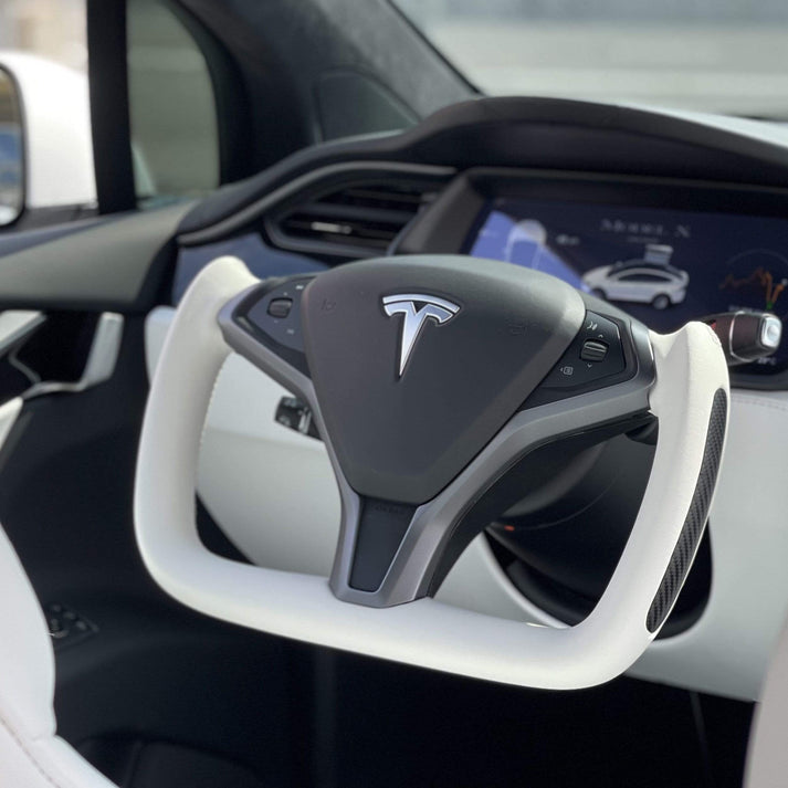 Tesla Model S/X Yoke volan belo usnje premium izvedba